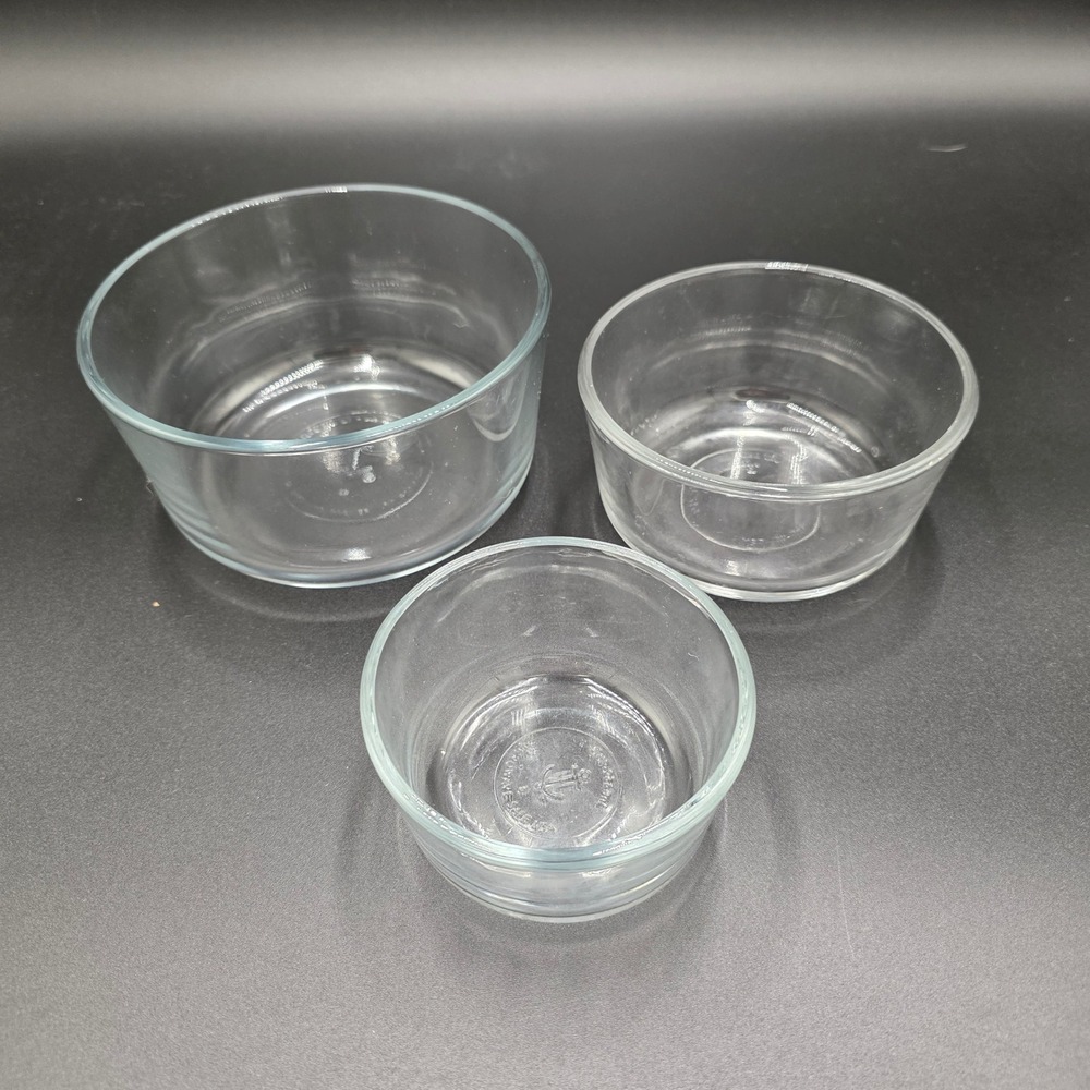 Anchor Hocking Clear Glass Nesting Mixing Prep Bowl Set Round Made in USA 8pc - Picture 3 of 7